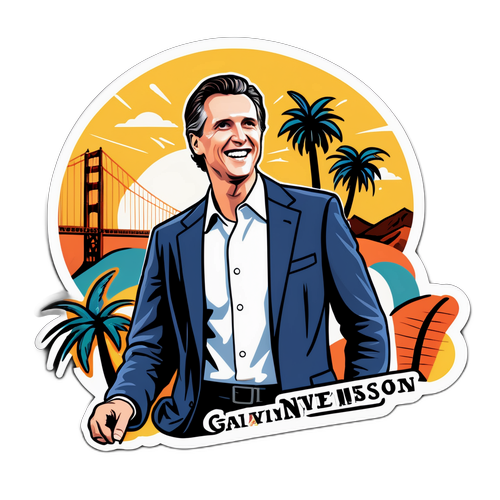 Charmig klistermärke med Gavin Newsom