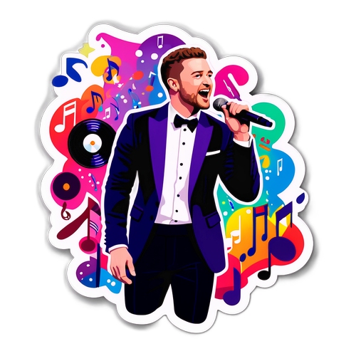 Moderne sticker van Justin Timberlake op het podium