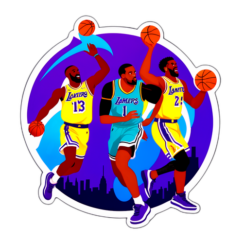 Illustration d'un match de basketball entre les Hornets et les Lakers