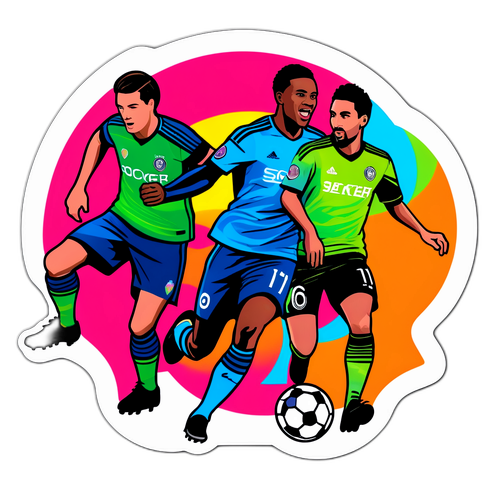 Stiker Pertandingan Sepak Bola Penuh Energi
