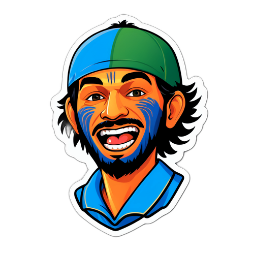 Fan di Cricket con Viso Dipinto