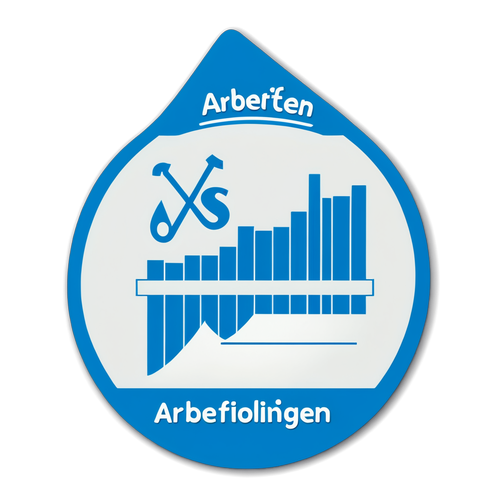 Designa en klistermärke av en arbetsmarknadsdiagram med ordet 'Arbetsförmedlingen'