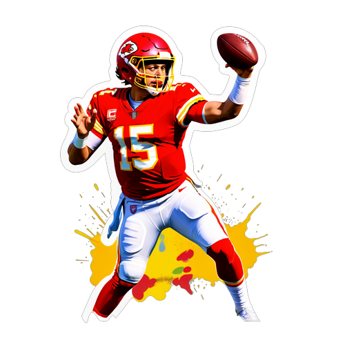 Action-Packed Patrick Mahomes Football Illustration