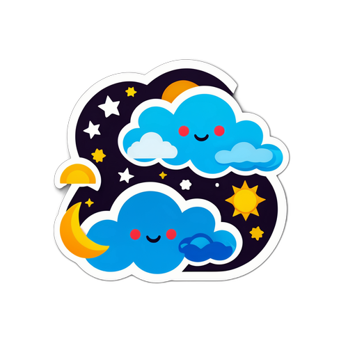 Masayang Sticker ng Mga Icon ng Panahon