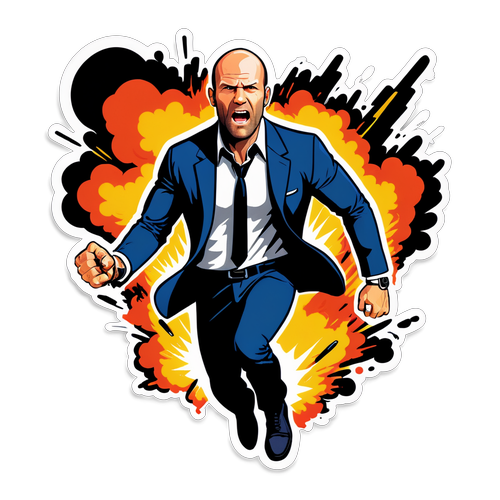 Vrolijke Karikatuur van Jason Statham in Actiefilm Positie