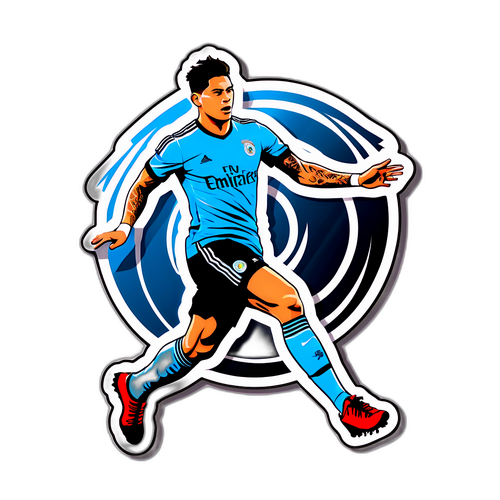 Silueta de James Rodríguez en acción