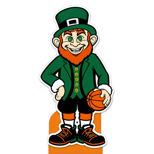 Pelekat Leprechaun Berkain Hijau dengan Bola Basket