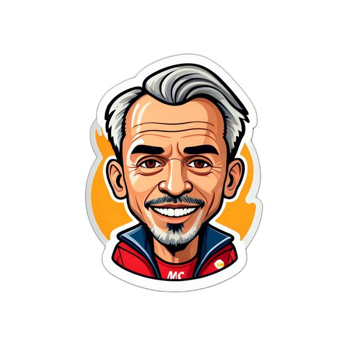 Autocollant de Jeffrey Manchester avec une illustration caricaturale stylisée et des éléments culturels de Manchester