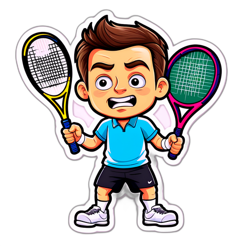 Autocollant humoristique d'Alexander Bublik avec une raquette de tennis