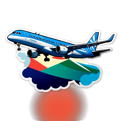 Nálepka inspirovaná leteckou společností Azerbaijan Airlines s ilustrací Embraeru