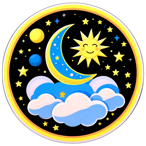 Biểu tượng thời tiết với mặt trăng và ngôi sao sáng, độc đáo cho những buổi tối trời quang đãng