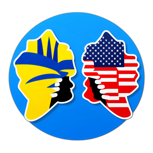 Дизайн наклейки с символикой переговоров между Украиной и США