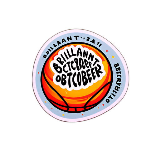 Sticker với hình ảnh quả bóng và dòng chữ "Brilliant October!"