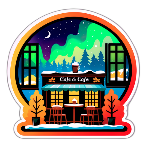 Gezellig café in België met het noorderlicht