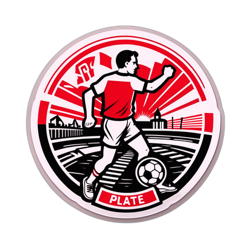Diseño de una pegatina que evoca la historia de River Plate y Platense