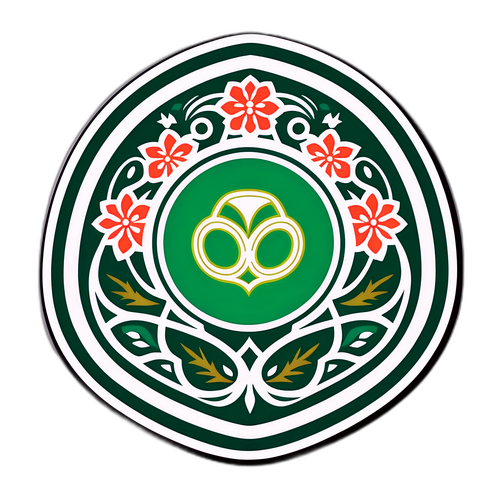 Stiker Bola Sepak dengan Logo Deportivo Cali dan Pola Florals