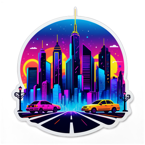 Vibrant Neon City Skyline