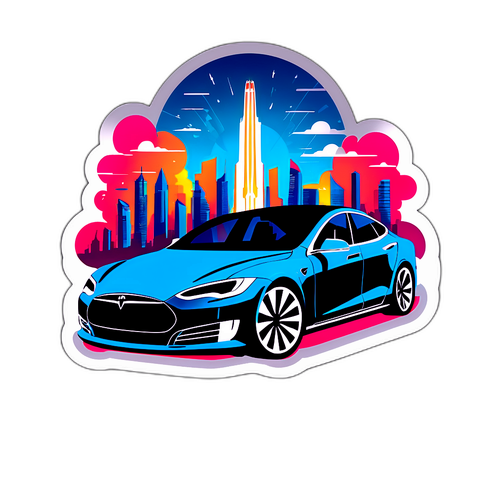 Futuristisk Tesla Model S Klistermærke