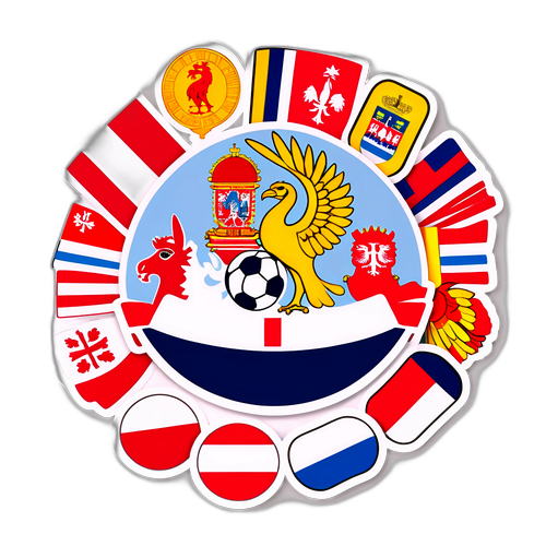 Sticker van verschillende culturen die de wedstrijd Nederland vs Polen verenigen
