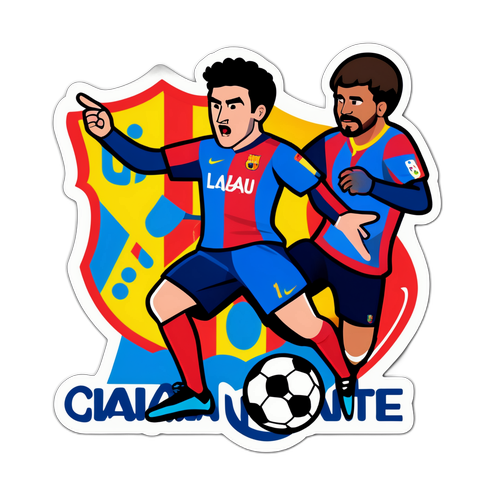 עיצוב מדבקה של משחק כדורגל בין לבאנטה לברצלונה