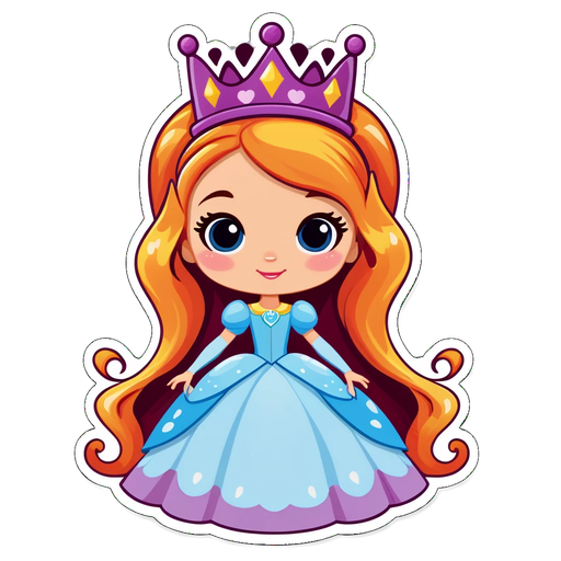 Adorable Long Hair Princess Sticker