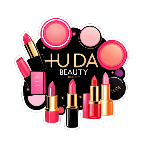 Glamour på Et Klistermærke: Huda Beautys Elegant Sticker med Skønhedsprodukter!