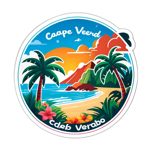 Een sticker van een tropisch eiland met 'Kaapverdië - Droom bestemming'