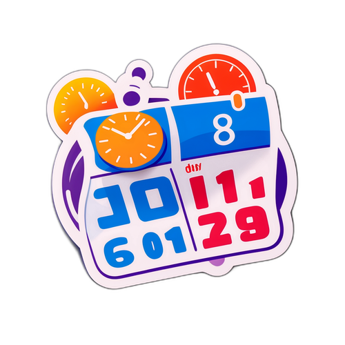 Eğlenceli Takvim ve Saat Sticker Tasarımı