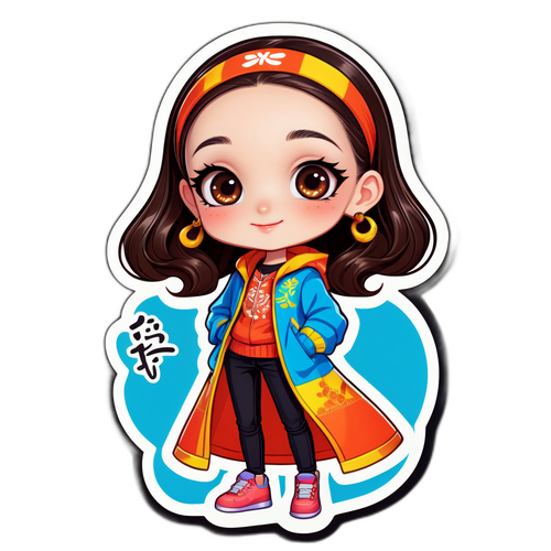 可愛的迪麗熱巴插圖貼紙