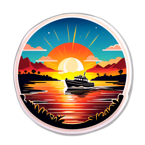 Laiva lännen moottoritiellä iltaruskossa