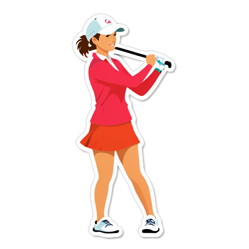 สัญลักษณ์ที่สวยงามของ LPGA กับนักกอล์ฟหญิงในท่าที่พร้อมเล่น