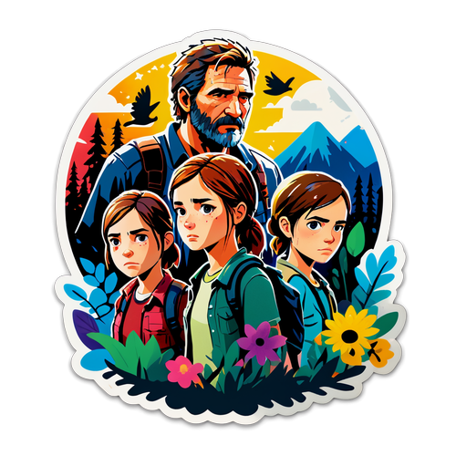 Colorful Sticker of Key Moments from The Last of Us Episode 4