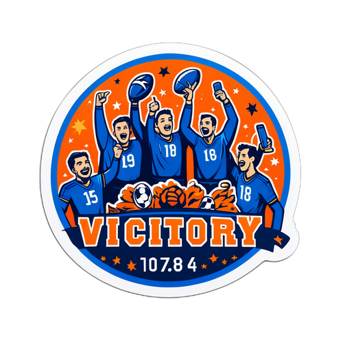 Một cái nhãn mô tả lễ ăn mừng chiến thắng cho đội bóng yêu thích