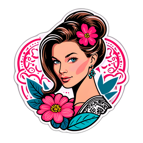 Kreativer Sticker im floralen Stil
