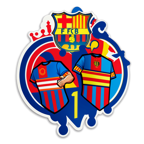 Vibrante sticker van de wedstrijd tussen FC Barcelona en Rayo