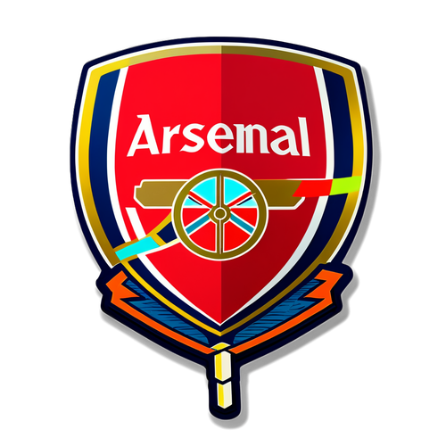 Stiker Minimalis Logo Arsenal dengan Gol dan Bola Sepak