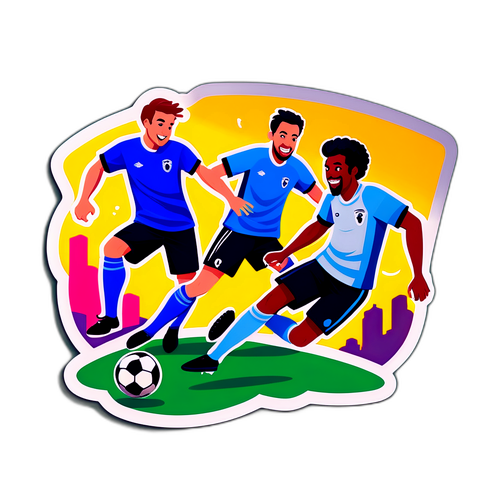 Ilustração Divertida de um Jogo de Futebol de Rua entre Amigos