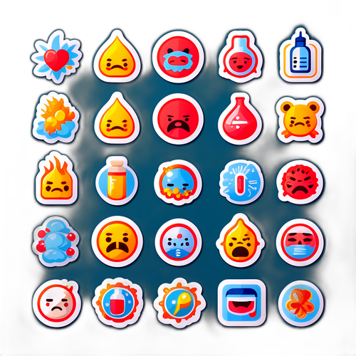 재미있고 귀여운 감기 증상을 표현하는 스티커