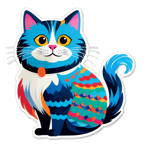 Whimsical Cat Sticker