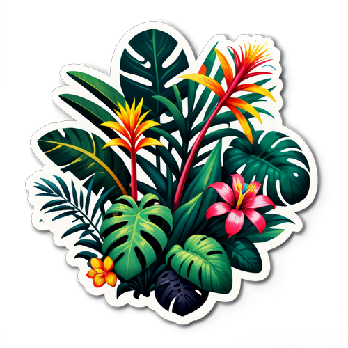 Exotic Tropical Rainforest Botanical Illustration