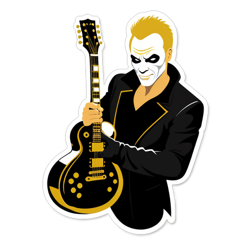 Adesivo elegante di Sting con chitarra in bianco e oro