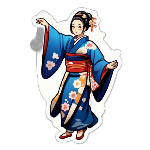 優雅なタナカ・ミンの舞を表現するステッカー