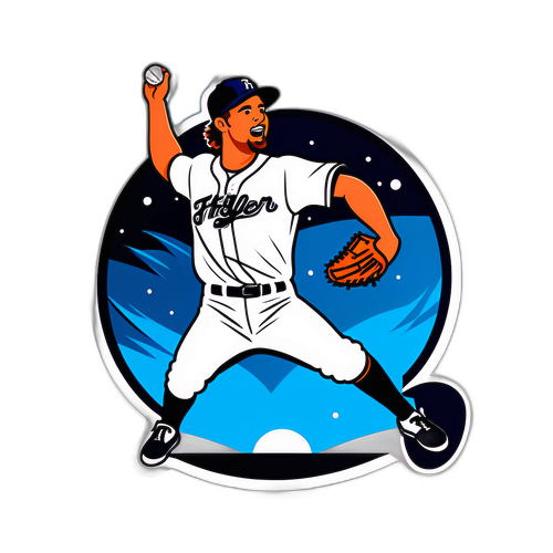 Exciting Baseball Pitcher Sticker