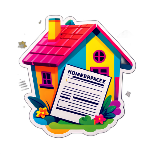 Adesivo Giocoso con Documenti Mutuo e Casa Serene
