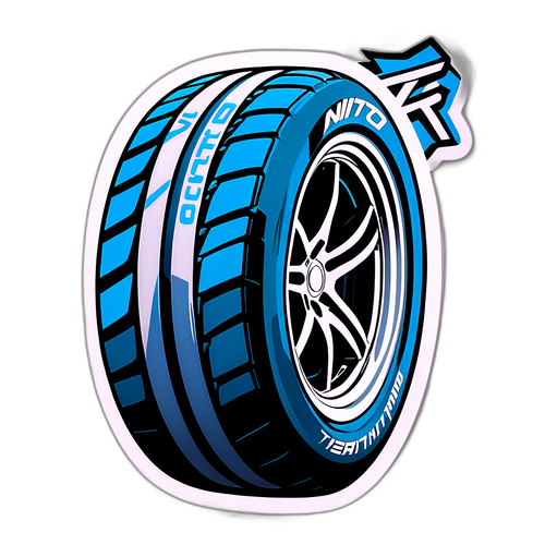 Sticker cu logo-ul Nitto integrat într-un anvelopă sportivă