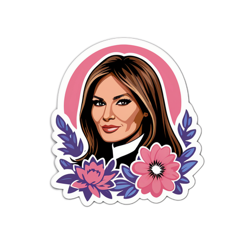 Design samolepek s Melanií Trumpovou s elegantními květinami