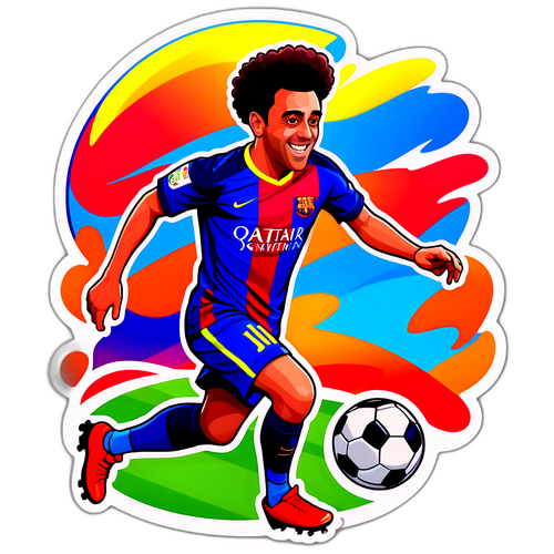 Étiquette illustrée de Xavi Simons en mouvement sur le terrain