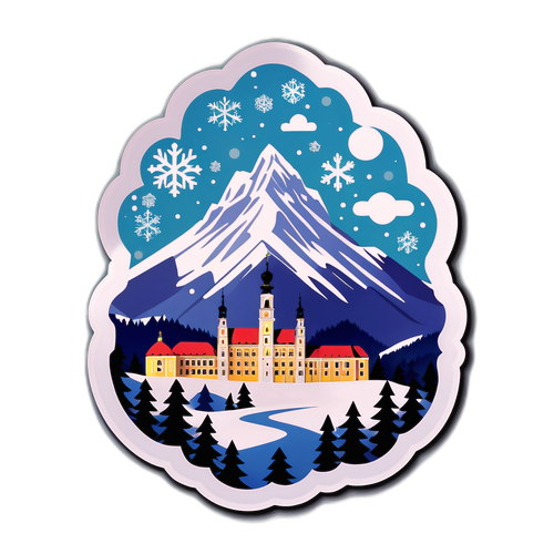 Aufkleber mit österreichischem Wahrzeichen im Winterwunderland