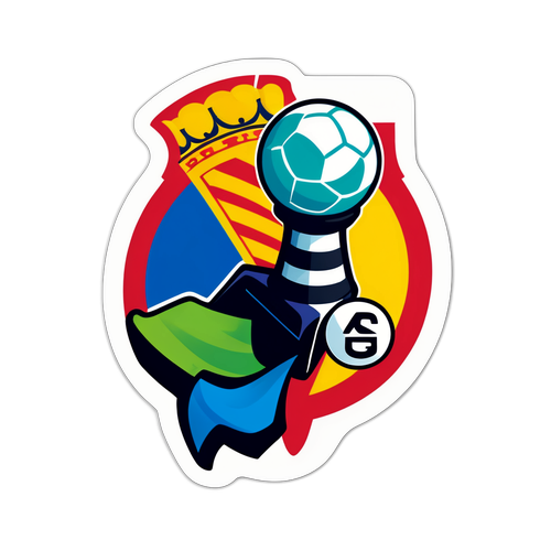 La Liga Nálepka s hracím polem a míčem v pohybu