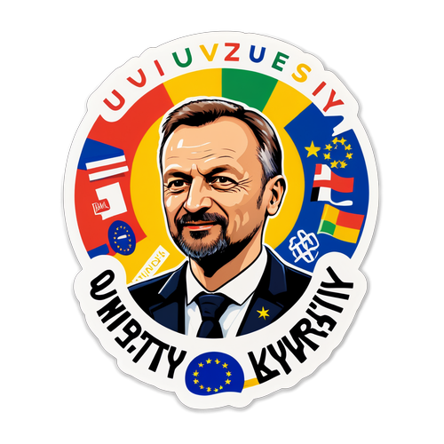 Profesjonalna naklejka Jacek Saryusz-Wolski z europejskimi symbolami